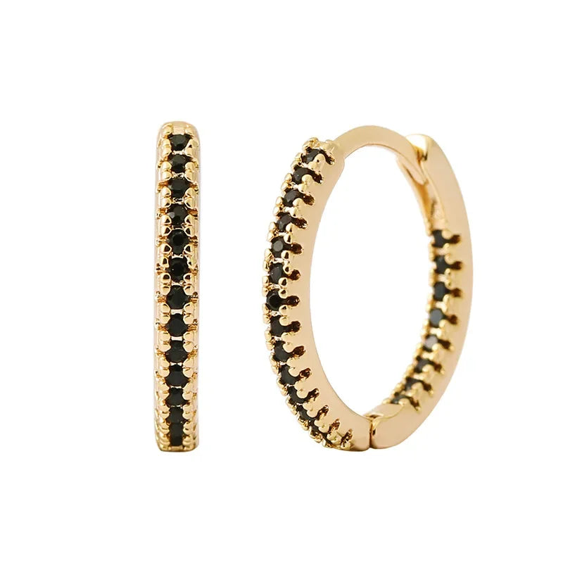 LioraLuxe Colour Zircon Hoop Earrings – Gold-Tone Women’s Earrings | Random Colour Cubic Zirconia | Luxury-Inspired Statement Jewellery