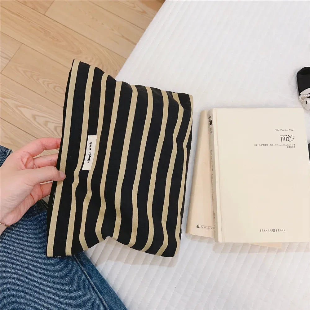 Maribel Striped Canvas Cosmetic Bag – Women’s Makeup & Toiletry Organiser | Travel Storage Pouch | Phone Purse & Clutch Bag