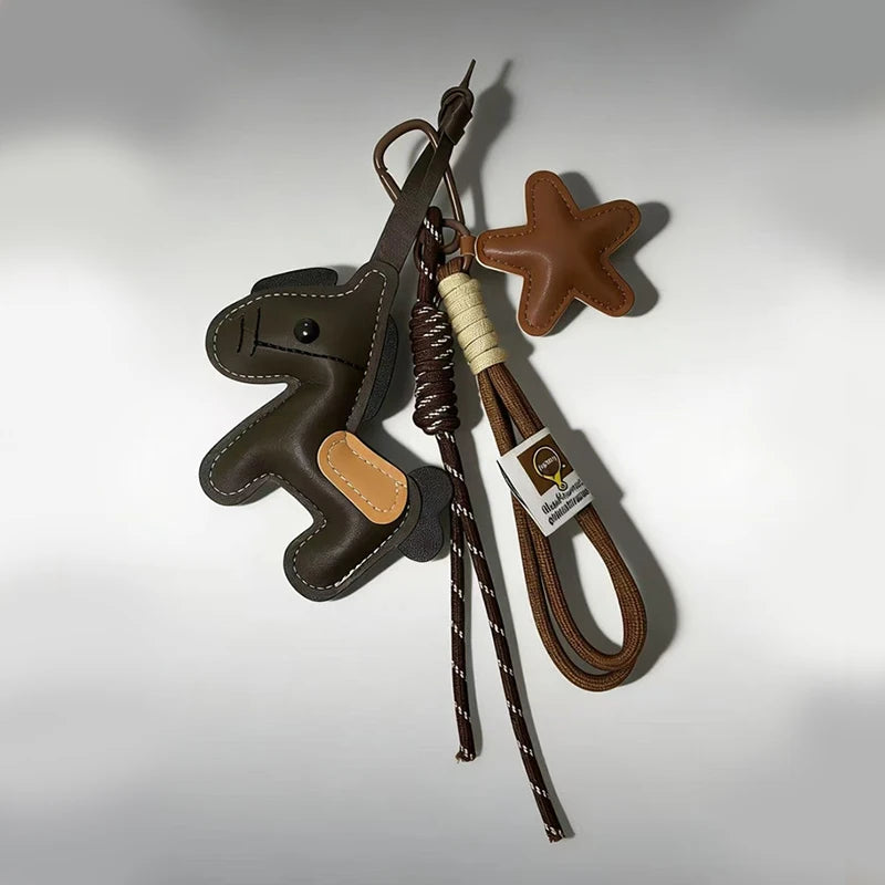 Equelle Pony Leather Bag Charm – Horse Keychain & Handbag Pendant | Personalised-Style Backpack Ornament | Women’s Purse Accessory
