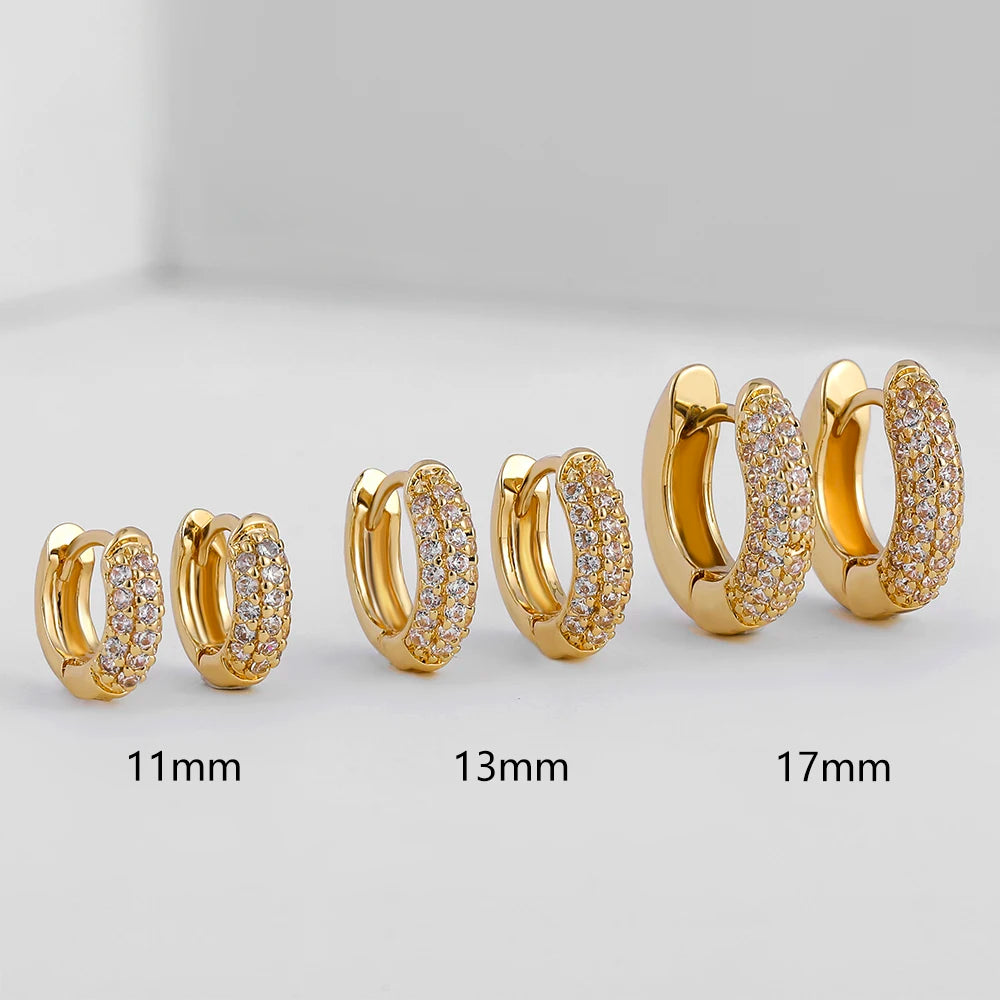 ElaraHug CZ Huggie Hoop Earrings – Gold-Plated Thin Ear Hoops | Sparkling Cubic Zirconia | Minimalist Cartilage Jewellery