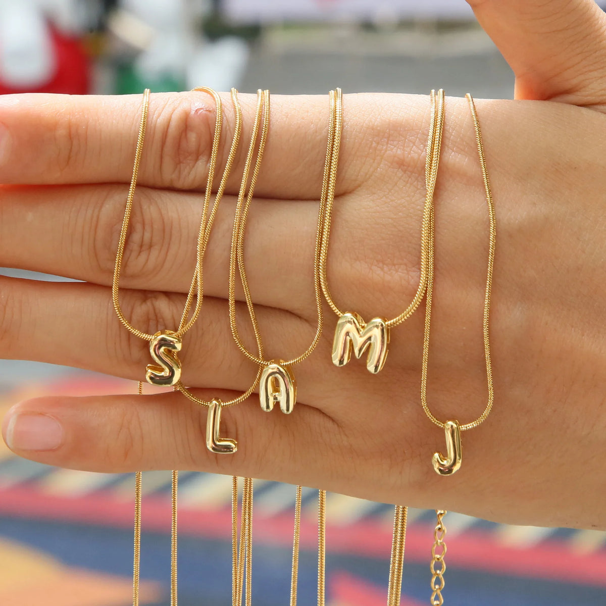 Aloura Bubble Initial Pendant Necklace – Gold-Plated Alphabet Letter Chain | A–Z Personalised Jewellery | Women’s Statement Necklace
