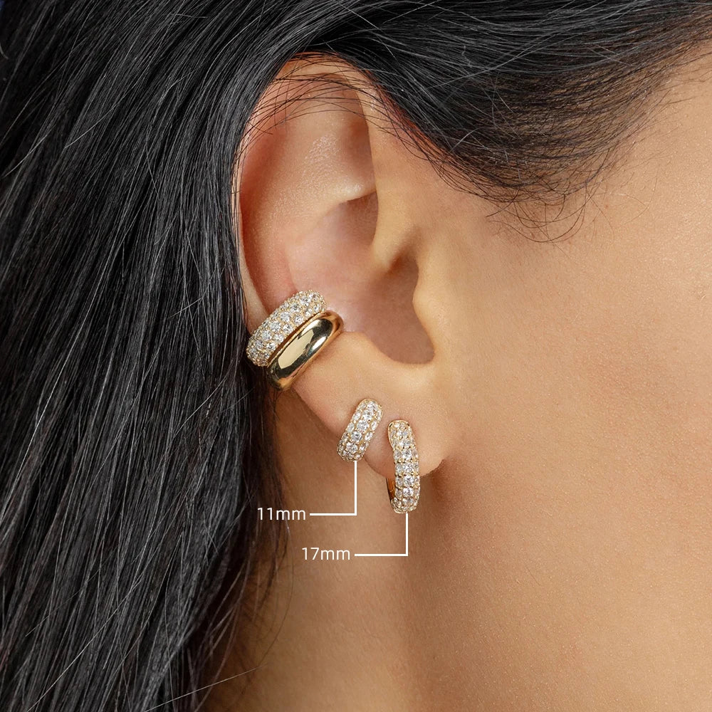 ElaraHug CZ Huggie Hoop Earrings – Gold-Plated Thin Ear Hoops | Sparkling Cubic Zirconia | Minimalist Cartilage Jewellery
