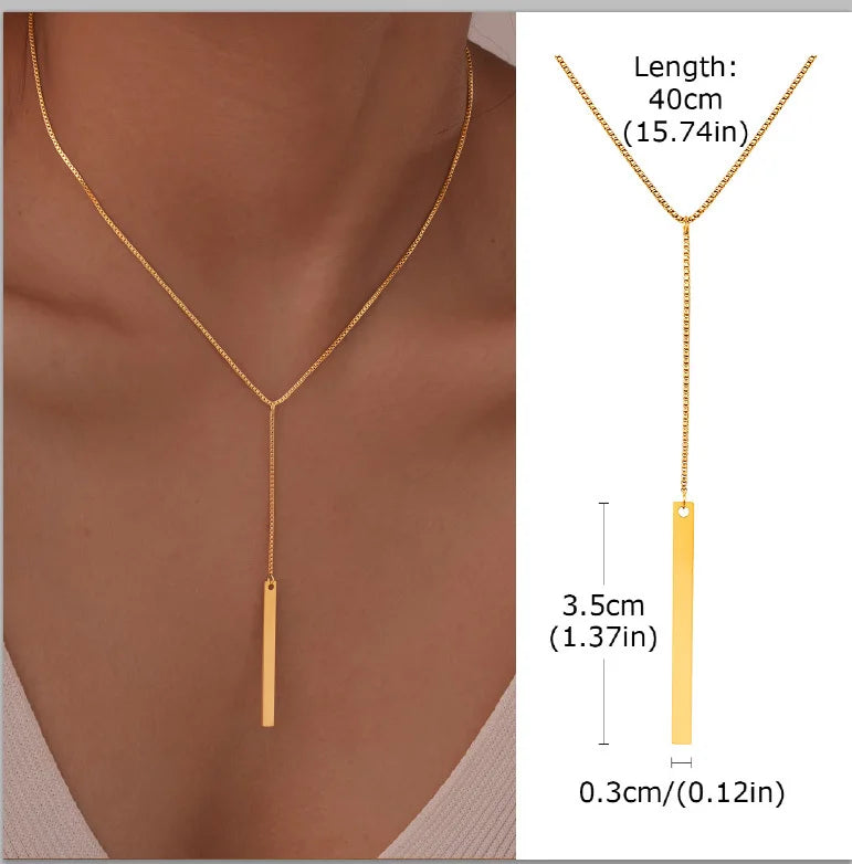 Aurelia Y-Drop Lariat Necklace – Gold-Plated Stainless Steel Necklace | Cubic Zirconia Drop Pendant | Dainty Layered Jewellery for Women