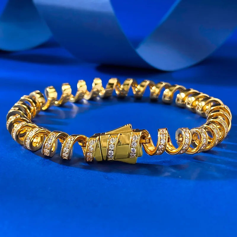 LumiCoil Crystal Wrap Bracelet – Sparkling Coiled Bangle | Diamond-Look Statement Jewellery | Elegant Women’s Bracelet
