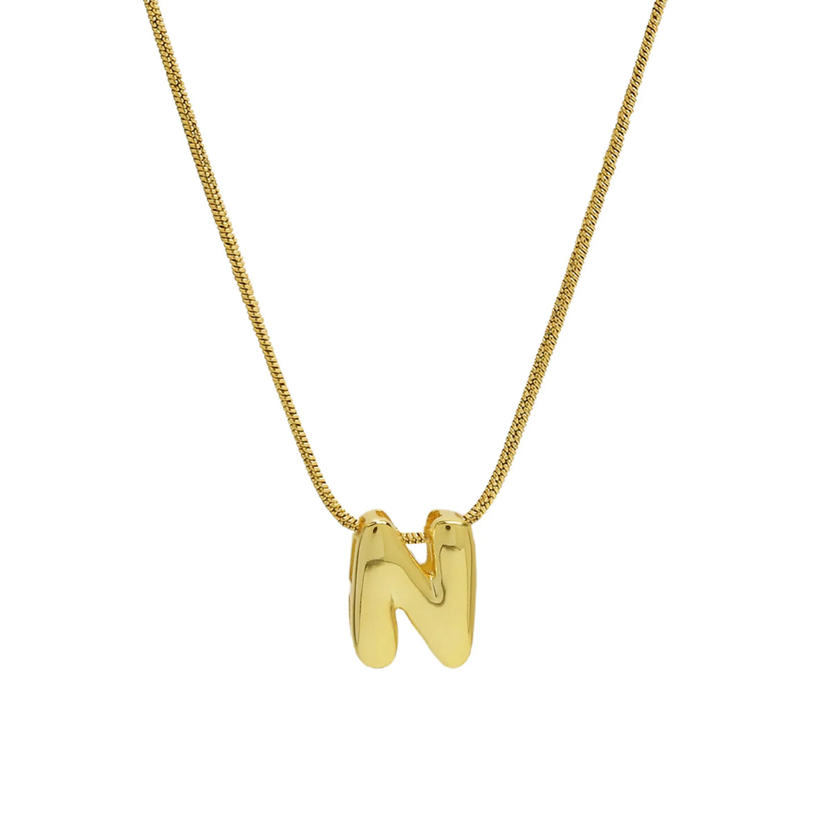 Aloura Bubble Initial Pendant Necklace – Gold-Plated Alphabet Letter Chain | A–Z Personalised Jewellery | Women’s Statement Necklace