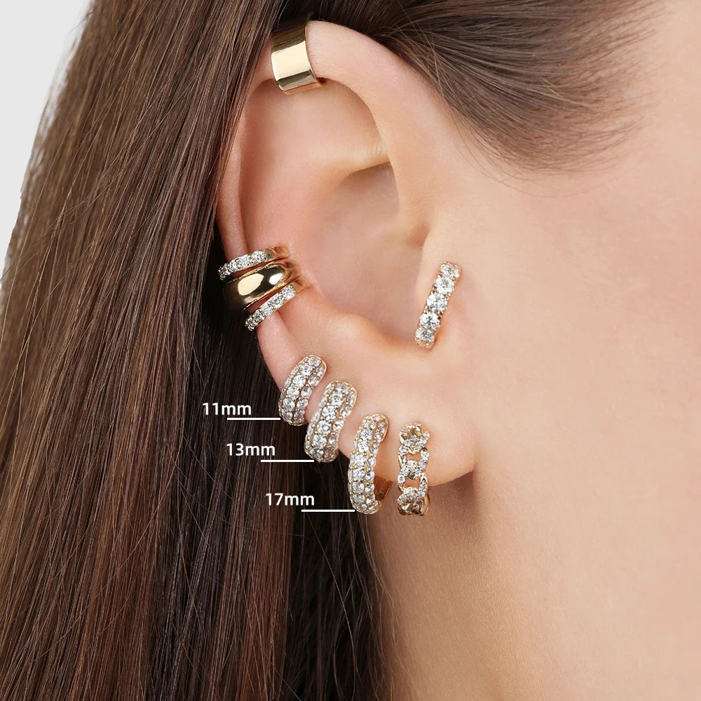 ElaraHug CZ Huggie Hoop Earrings – Gold-Plated Thin Ear Hoops | Sparkling Cubic Zirconia | Minimalist Cartilage Jewellery