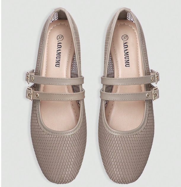 Mireva Mesh Double-Strap Mary Jane Flats