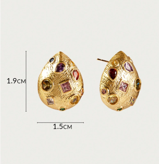 Valessia Geometric Rhinestone Earrings – Women’s 18K Gold-Plated Jewellery | Vintage Statement Earring Set | Elegant Everyday Accessories
