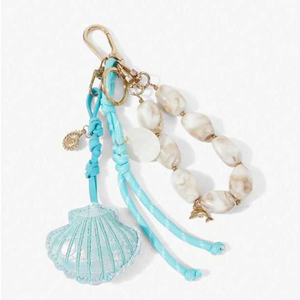 Mariselle Ocean Charm Keychain – Women’s Bohemian Bag Pendant | Faux Seashell & Beaded Rope Charm | Summer Beach Accessory