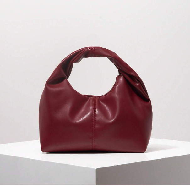 Noirenne Ruched Top Handle Bag – Women’s PU Novelty Handbag | Medium Open Design | Vintage Office Purse