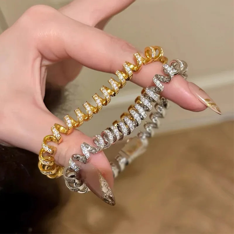 LumiCoil Crystal Wrap Bracelet – Sparkling Coiled Bangle | Diamond-Look Statement Jewellery | Elegant Women’s Bracelet