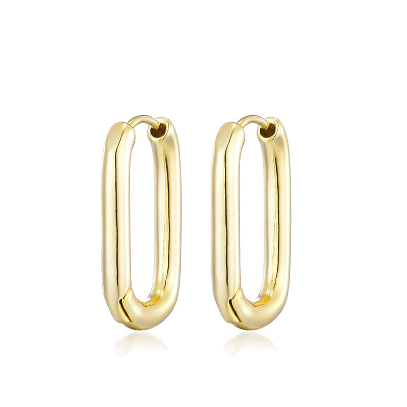 Amorette Heart Zircon Geometric Hoop Earrings – Gold-Tone Oval & Rectangle Drops | Colourful Crystal Jewellery | Elegant Women’s Earrings