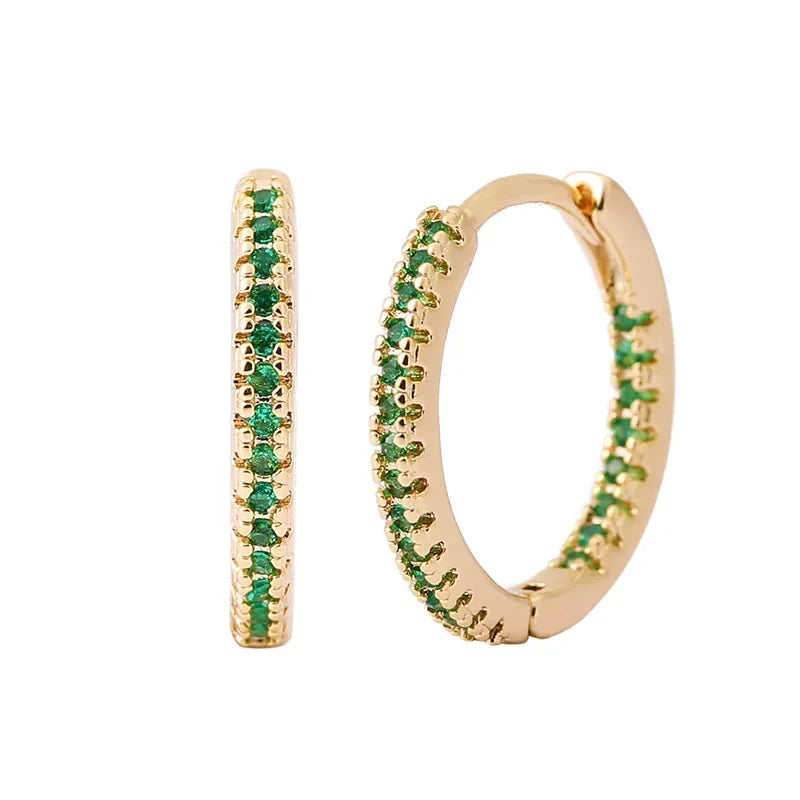 LioraLuxe Colour Zircon Hoop Earrings – Gold-Tone Women’s Earrings | Random Colour Cubic Zirconia | Luxury-Inspired Statement Jewellery
