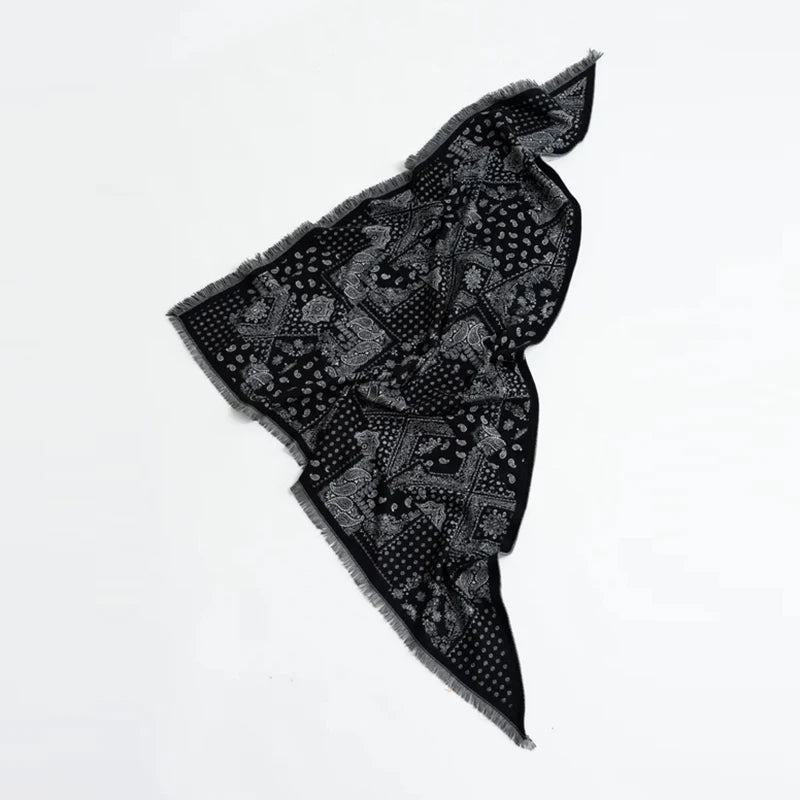 Aveline Jacquard-Style Triangle Scarf – Printed Knitted-Look Tassel Bandana | Women’s Vintage-Inspired Neck Wrap | Spring & Autumn Fashion Accessory