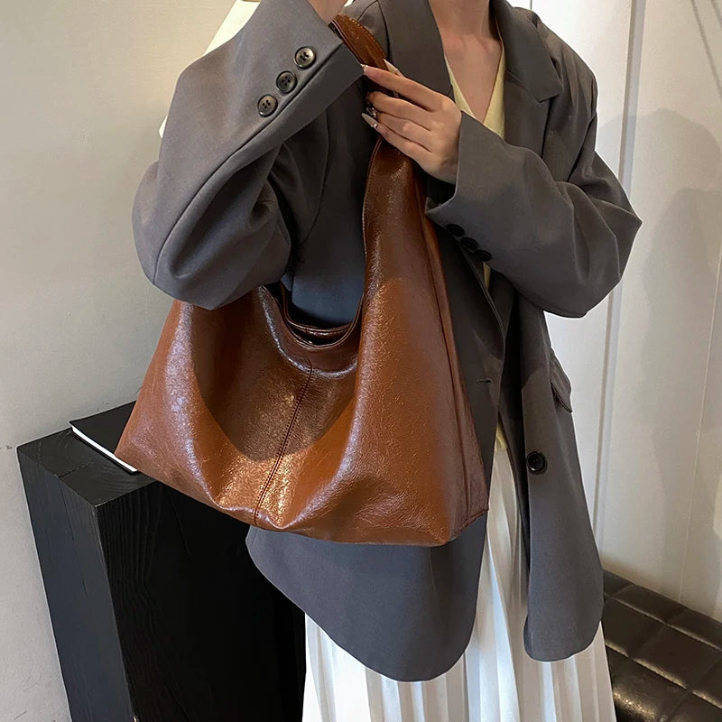 ElvaraHobo Shoulder Bag – Large PU Leather Underarm Handbag | Soft Baguette Purse | Everyday Women’s Bag