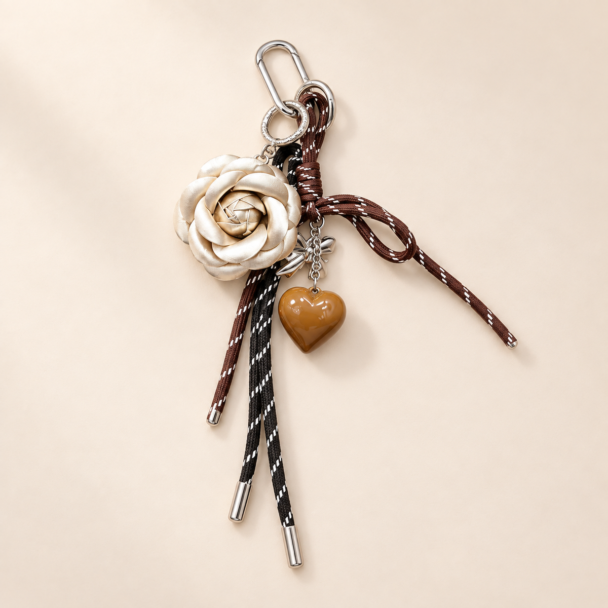 CaméliaHeart Camellia Flower Bag Charm — ivory studio gallery photograph