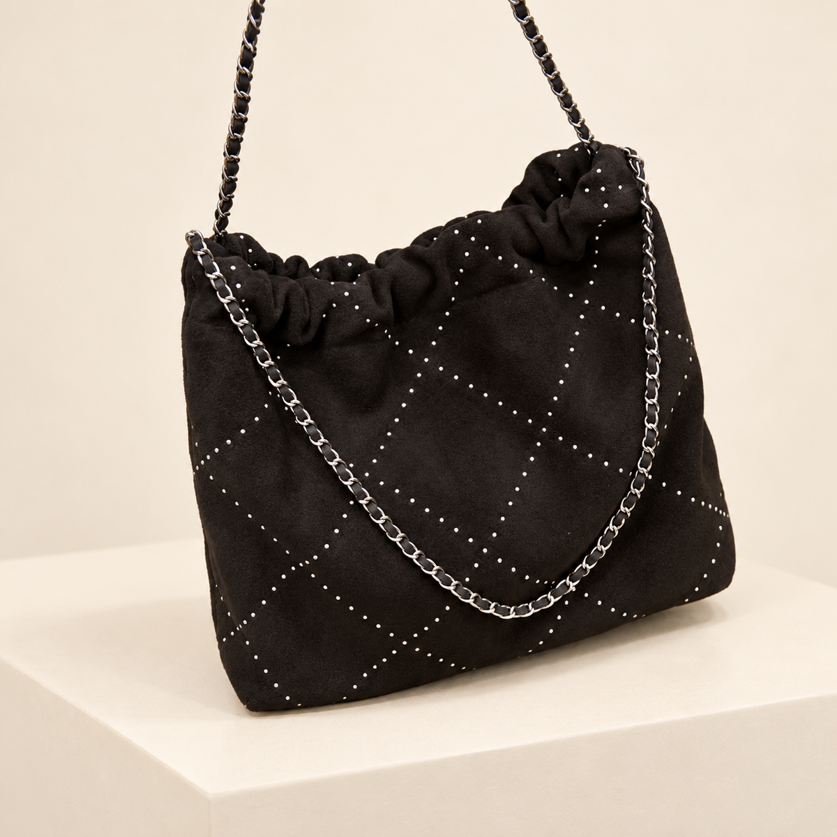 Seravelle Suede Diamond Bucket Bag — additional product view