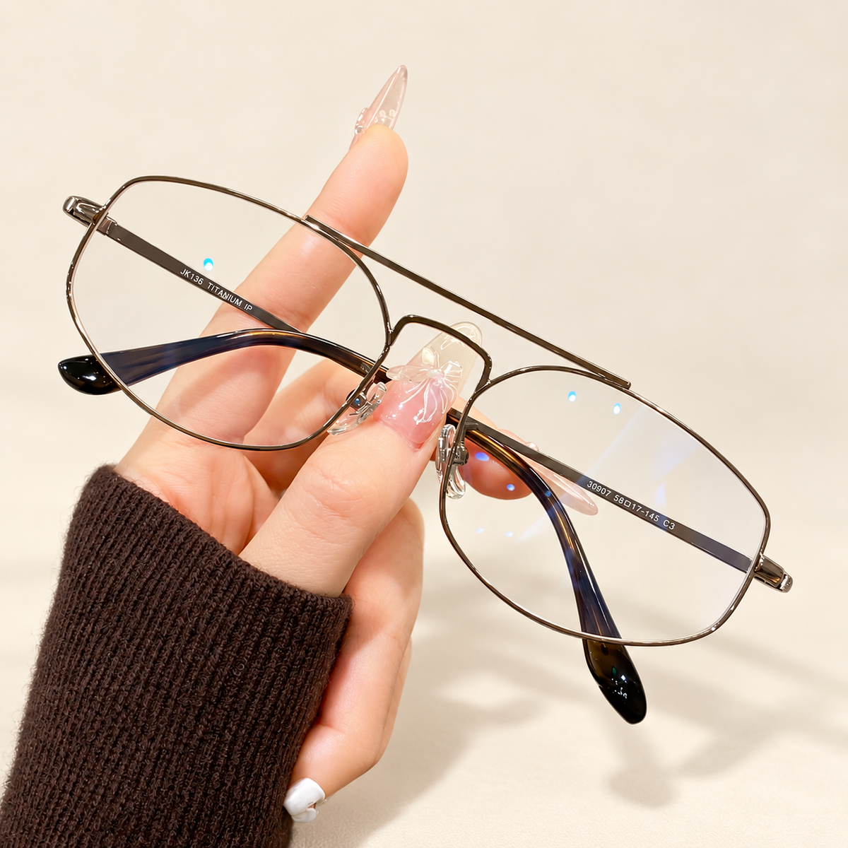 Aviore Titanium Pilot Eyeglasses Frame — Coffee Gun