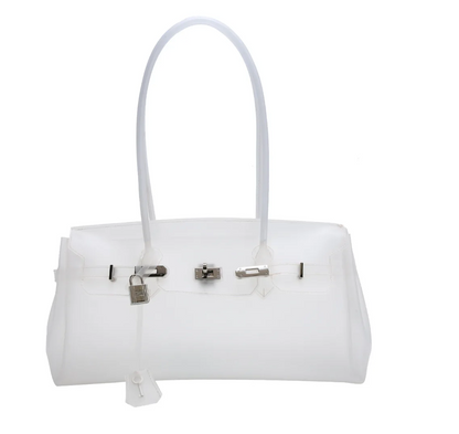 LumiCandy Jelly Shoulder Tote Bag – Clear Candy-Style Handbag | Retro Transparent Summer Purse | Unisex Fashion Carry Bag