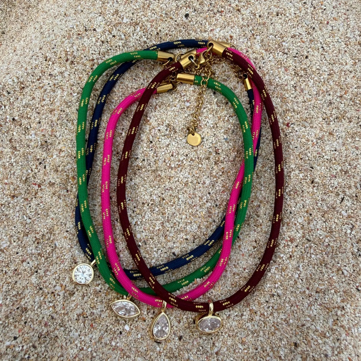 Solara Boho Multilayer Necklace – Colourful Rope & Gold-Plated Chain | Zircon Pendant Choker | Women’s Bohemian Jewellery