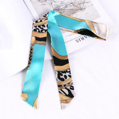 Florienne Printed Skinny Scarf – Women’s Long Hair & Neck Ribbon | Handbag Handle Scarf | Multifunctional Fashion Accessory
