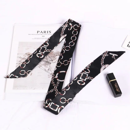 Florienne Printed Skinny Scarf – Women’s Long Hair & Neck Ribbon | Handbag Handle Scarf | Multifunctional Fashion Accessory