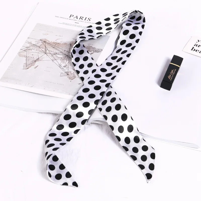 Florienne Printed Skinny Scarf – Women’s Long Hair & Neck Ribbon | Handbag Handle Scarf | Multifunctional Fashion Accessory