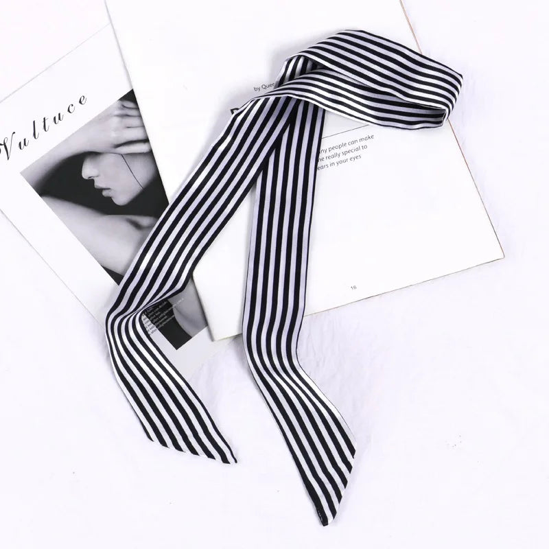 Florienne Printed Skinny Scarf – Women’s Long Hair & Neck Ribbon | Handbag Handle Scarf | Multifunctional Fashion Accessory