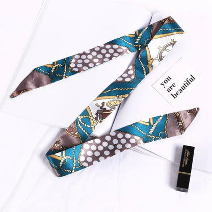 Florienne Printed Skinny Scarf – Women’s Long Hair & Neck Ribbon | Handbag Handle Scarf | Multifunctional Fashion Accessory