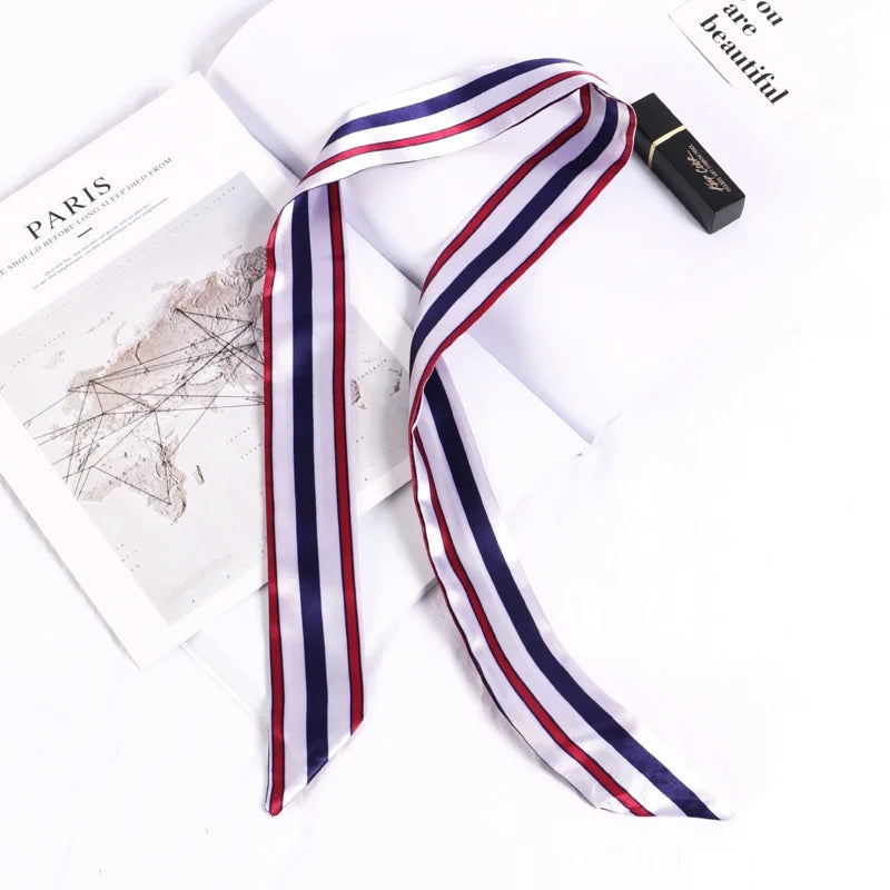 Florienne Printed Skinny Scarf – Women’s Long Hair & Neck Ribbon | Handbag Handle Scarf | Multifunctional Fashion Accessory