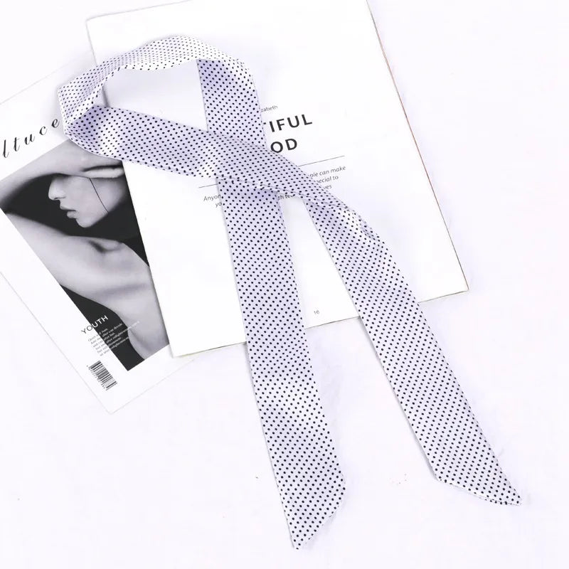Florienne Printed Skinny Scarf – Women’s Long Hair & Neck Ribbon | Handbag Handle Scarf | Multifunctional Fashion Accessory