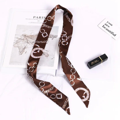 Florienne Printed Skinny Scarf – Women’s Long Hair & Neck Ribbon | Handbag Handle Scarf | Multifunctional Fashion Accessory