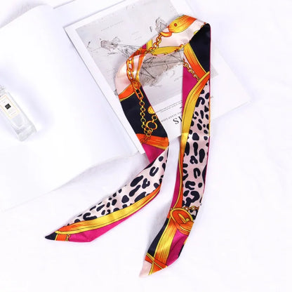 Florienne Printed Skinny Scarf – Women’s Long Hair & Neck Ribbon | Handbag Handle Scarf | Multifunctional Fashion Accessory