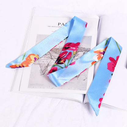 Florienne Printed Skinny Scarf – Women’s Long Hair & Neck Ribbon | Handbag Handle Scarf | Multifunctional Fashion Accessory