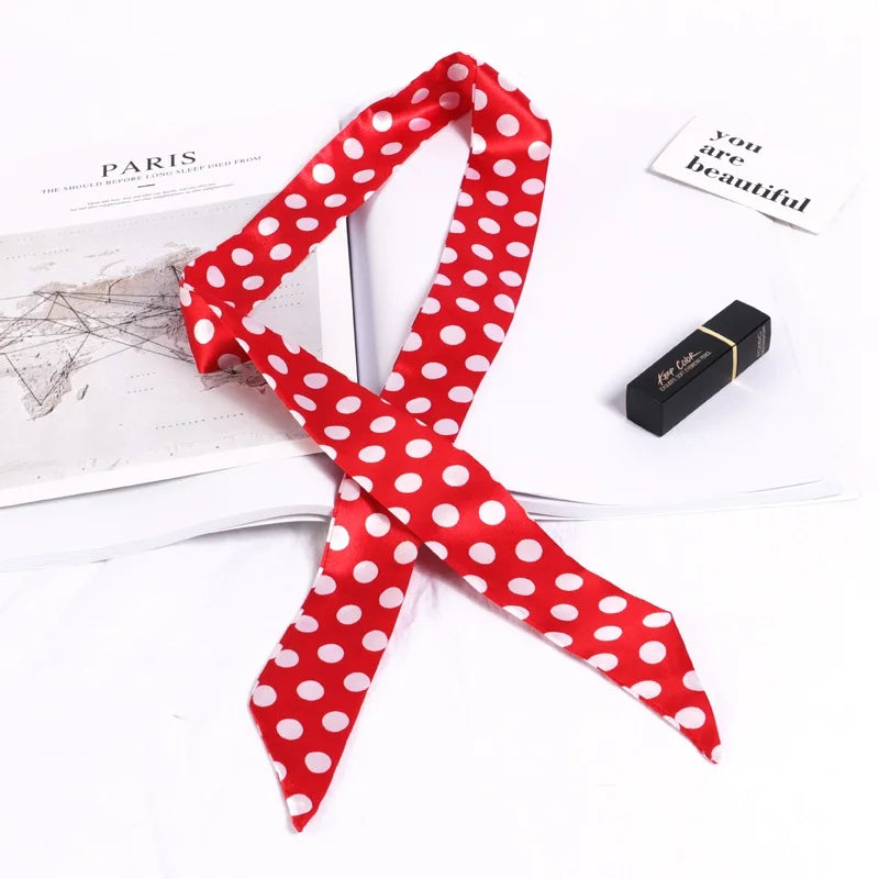 Florienne Printed Skinny Scarf – Women’s Long Hair & Neck Ribbon | Handbag Handle Scarf | Multifunctional Fashion Accessory