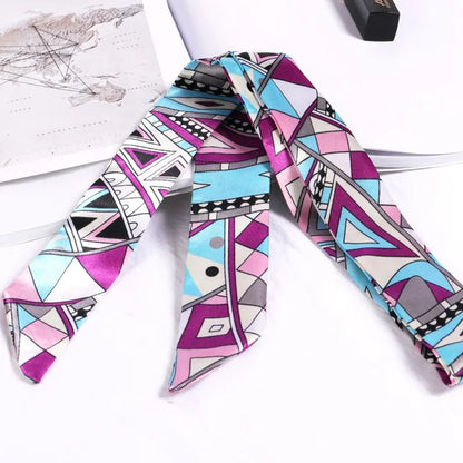 Florienne Printed Skinny Scarf – Women’s Long Hair & Neck Ribbon | Handbag Handle Scarf | Multifunctional Fashion Accessory
