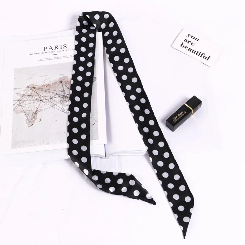 Florienne Printed Skinny Scarf – Women’s Long Hair & Neck Ribbon | Handbag Handle Scarf | Multifunctional Fashion Accessory