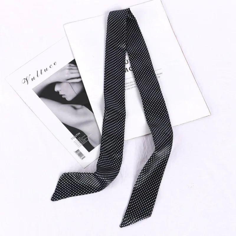 Florienne Printed Skinny Scarf – Women’s Long Hair & Neck Ribbon | Handbag Handle Scarf | Multifunctional Fashion Accessory