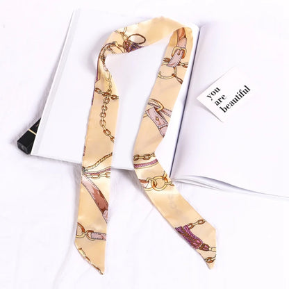 Florienne Printed Skinny Scarf – Women’s Long Hair & Neck Ribbon | Handbag Handle Scarf | Multifunctional Fashion Accessory