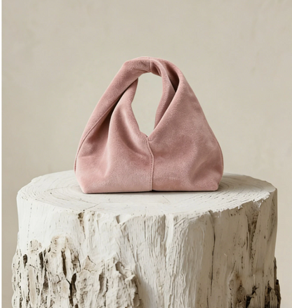 Virelisse Fuzzy Suedette Mini Handbag – Women’s Pink Top Handle Bag | Soft Textured Party Purse | Glamorous Small Statement Bag