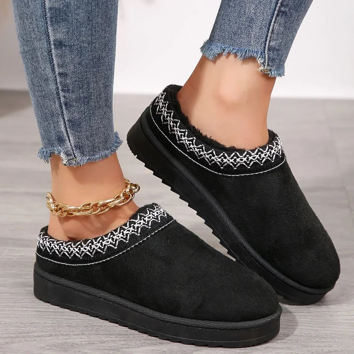 Alvara Embroidered Trim Slip-On Shoes