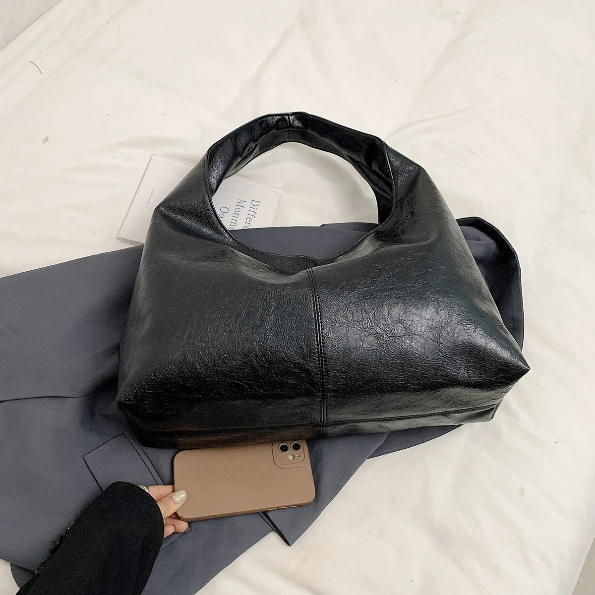 ElvaraHobo Shoulder Bag – Large PU Leather Underarm Handbag | Soft Baguette Purse | Everyday Women’s Bag