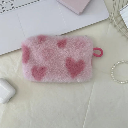 Amorette Heart Print Mini Cosmetic Pouch – Women’s Small Lipstick & Makeup Bag | Plush Zip Travel Organiser | Cosmetic, Card & Everyday Storage Purse