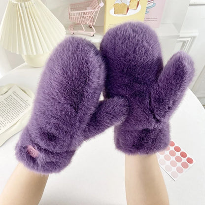 Velmira Faux Fur Winter Gloves – Women's Soft Plush Full-Finger Gloves | Thick Warm Wrist-Length Design | Elegant Cold Weather Accessories