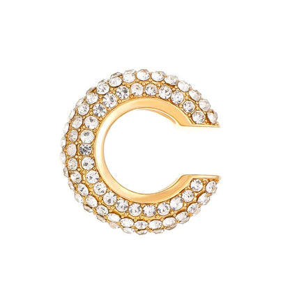 Celestine Crystal C-Shaped Ear Cuff – Women’s No-Piercing Clip Earring | Gold-Colour Geometric Design | Trendy Cartilage Jewellery
