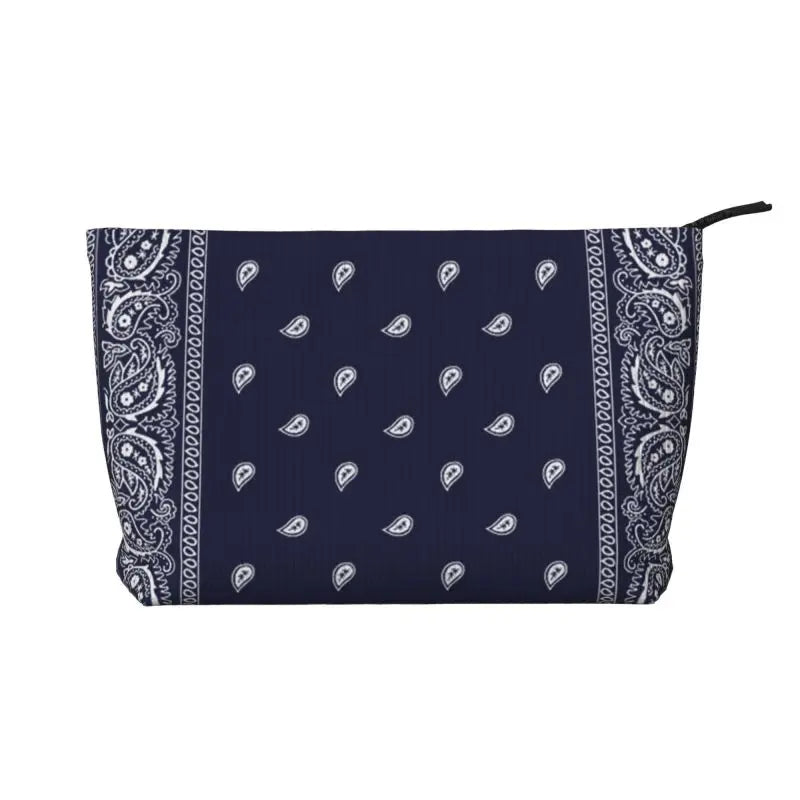 Rosavie Red Paisley Corduroy Makeup Bag – Women’s Bandana Print Cosmetic Pouch | Zip Travel Toiletry Organiser | Casual Beauty Storage Bag