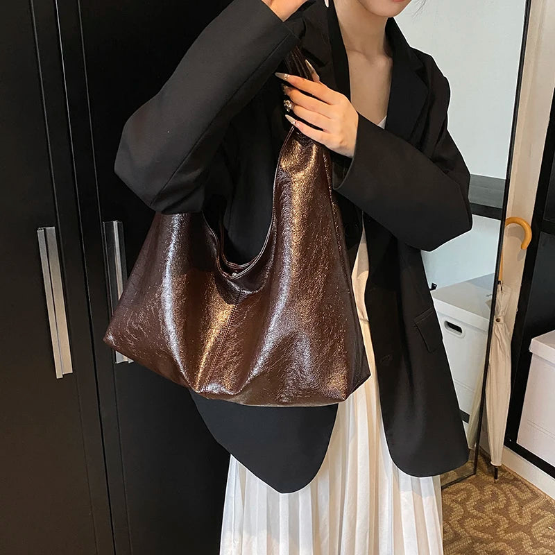ElvaraHobo Shoulder Bag – Large PU Leather Underarm Handbag | Soft Baguette Purse | Everyday Women’s Bag