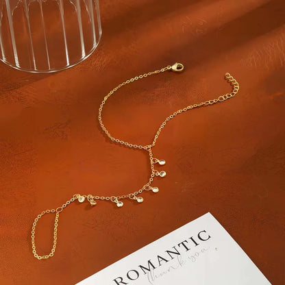 AureliaTassel Geometric Finger Chain Bracelet – Gold-Tone Stainless Steel Hand Jewellery | Tassel Ring Bracelet | Women’s Statement Chain