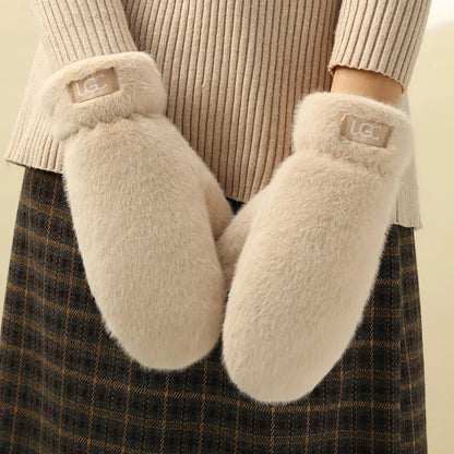 Velmira Faux Fur Winter Gloves – Women's Soft Plush Full-Finger Gloves | Thick Warm Wrist-Length Design | Elegant Cold Weather Accessories