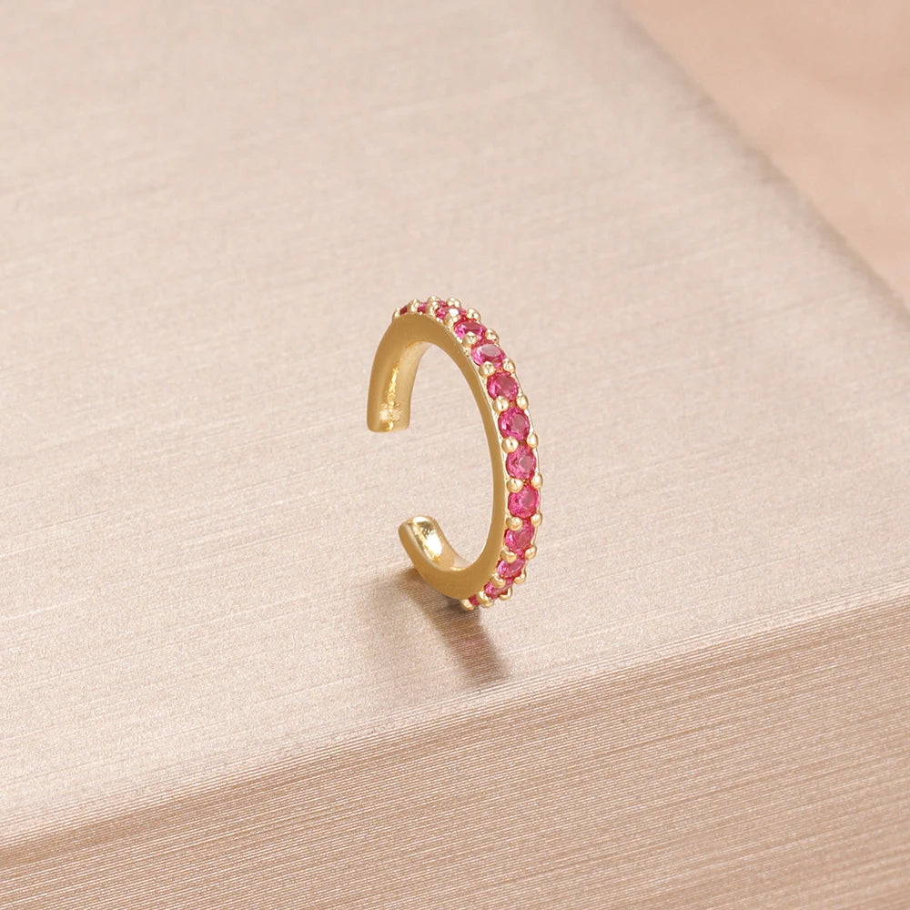 Orlienne Cubic Zirconia Ear Cuff – Women’s Non-Piercing Stainless Steel Ear Clip | 14K Gold-Plated Finish | Cartilage-Style Jewellery